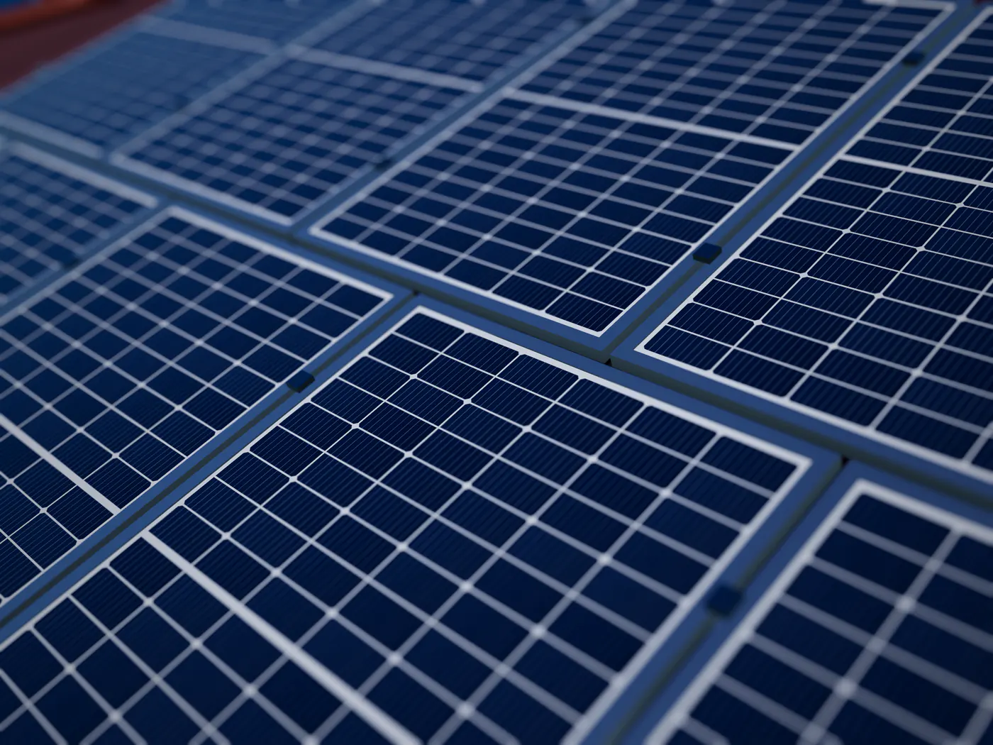 Illustrative close-up render of solar panel cells and aluminium frames